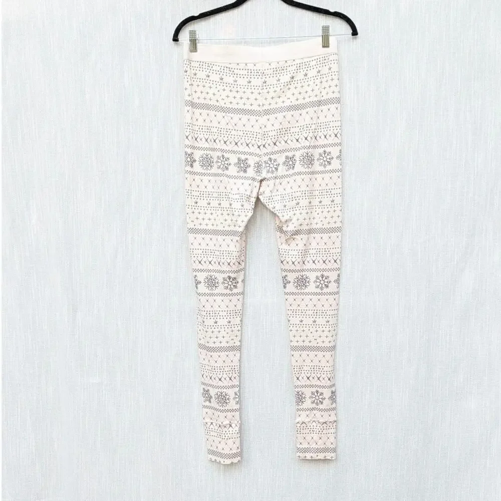 SKIMS Logo Plush Pointelle Legging Womens L Cream Fair Isle High-rise Slim Ankle